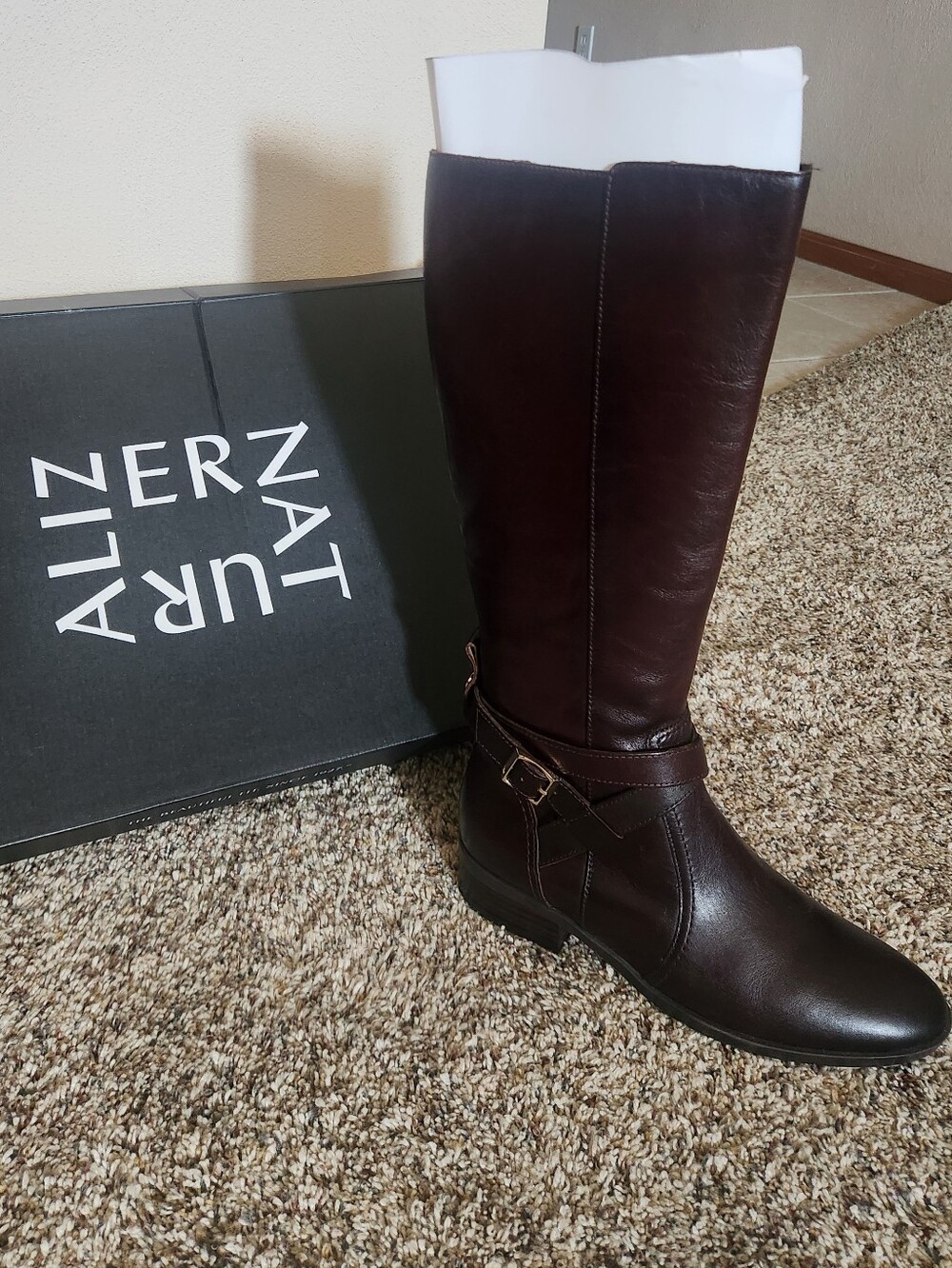 Naturalizer Rena Women's Tall Riding Boots in Brown Leather Size 6.5